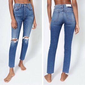 RE/DONE High-Rise 90's Ankle Crop Jeans Dusk Destroy • 29 • VGUC